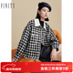 菲妮迪品牌短外套秋季簡(jiǎn)約時(shí)尚設計感黑白格氣質(zhì)上衣女 黑白格 XL