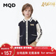 MQD童裝男童開(kāi)衫毛衣24翻領(lǐng)學(xué)院風(fēng)復古兒童針織外套潮 藏青 140cm