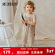 Milkbarn兒童無(wú)袖連體褲 1-6歲中小童純棉背帶褲寶寶春夏外出褲子 格紋LOGO 90