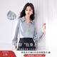 香影雪紡v領(lǐng)襯衫女2026春新款別致絕美上衣長(cháng)袖職業(yè)內搭襯衣 藍色 M