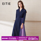 愛(ài)特愛(ài)（EITIE）春季新款商場(chǎng)同款翻領(lǐng)收腰顯瘦七分袖撞色裙擺時(shí)尚連衣裙6507255 深藍色31 M 160