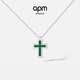 APM Monaco綠色密鑲十字架可調節項鏈女男士毛衣鏈新年禮物【買(mǎi)即送50E卡】
