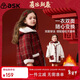 ASK JUNIOR【含綿羊毛】?jì)和馓锥写笸咏q保暖格紋女童呢子大衣拜年服