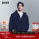 雨果博斯BOSS 男士冬季人字紋飾邊連帽棉服 404-深藍色 L (50)