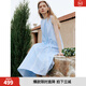 ELLE【藍色海灣】法式條紋無(wú)袖連衣裙女2025夏季新款蝴蝶結背心裙 條紋 M