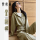 梵希蔓休閑運動(dòng)套裝女秋新款時(shí)尚連帽外套上衣闊腿褲套裝 卡其色 L