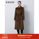 ERDOS 美拉德羊絨大衣圍裹水波紋修身顯瘦長(cháng)款簡(jiǎn)約女毛呢大衣 可可 155/80A/S