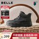 百麗（Belle）波浪厚底高幫板鞋女2025冬新商場(chǎng)同款加絨保暖休閑鞋E6H1DDD5 黑色-厚絨 38 (240mm)
