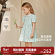 英氏（YEEHOO）女童連衣裙夏季短袖純棉碎花裙新中式女寶裙子2025新款公主裙 復古梨枝 110 cm