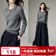 晚白【新品】冬款翻領(lǐng)修身保暖毛衣百搭時(shí)尚休閑套頭針織衫女 灰色 L
