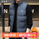 JEEP SPIRIT吉普羽絨馬甲男外套上衣男士春秋季短款無(wú)袖羽絨服薄款純色中青年 霧霾藍 XL （125斤-138斤）