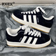 RXEX男鞋春夏季休閑板鞋男2026新款厚底透氣德訓潮鞋運動(dòng)面包鞋子男 白黑 42 (260mm)
