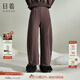 日著(zhù)（rizhuo）趣雪怪針織衛褲女2025新款冬純棉磨毛寬松休閑獨特加厚運動(dòng)褲 權杖棕 S