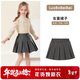 蘿卜唄唄（LUOBOBEIBEI）女童百褶短裙2024秋冬韓版兒童學(xué)院風(fēng)女孩毛呢半身裙 花黑色 140 
