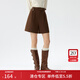 范思藍恩高腰短褲女冬裝新款韓版加厚設計感闊腿休閑褲14680 咖色 M