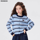 moonkids童裝女童超好看褲子套裝2026春裝兒童毛衣牛仔褲洋氣韓版兩件套 10383藍色條紋針織衫 140 cm
