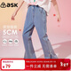 ASK JUNIOR童裝兒童褲子女童春裝中大童青少年闊腿牛仔褲休閑長(cháng)褲 藍色 140