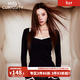 好奇蜜斯【雅妮保暖內衣】德絨秋冬內搭打底套裝女冬季潮流加絨加厚打底衫 【雅蜜】黑松露套裝-德絨升溫保暖衣【倍暖-5℃-10℃】 M