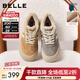 百麗（Belle）撞色厚底板鞋女2025冬新商場(chǎng)同款高幫大頭休閑鞋E6X1DDM5 棕色-毛里 36 (230mm)