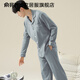 俞兆林（YUZHAOLIN）男士睡衣男2026春秋新款100%純棉套裝夏季全棉男款大碼家居服 NSWJH-天藍 【耐洗不易變形】 XL (175/96A) (建議120-140斤)