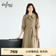 伊芙麗（eifini）蔣欣代言【爆款升級】簡(jiǎn)約大氣經(jīng)典單排扣長(cháng)款風(fēng)衣女春秋外套 橄欖綠 XS