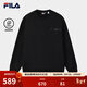 FILA 斐樂(lè )官方男子套頭衛衣冬新款基礎休閑加絨針織長(cháng)袖上衣 正黑色-BK L 175/96A/L
