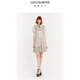 LULUALWAYS【商場(chǎng)同款】夏季新款優(yōu)雅花邊蕾絲拼接短款連衣裙 卡其色 S