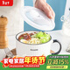 唯銘諾陶瓷碗餐具密封盒帶蓋家用保鮮碗單柄便當盒帶飯碗豎紋泡面碗