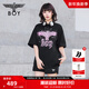 BOY LONDON【暗夜星辰】夏季情侶款短袖燙鉆老鷹logo潮牌T恤N01003 黑色 XS