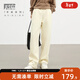 對白【加絨保暖】直筒休閑衛褲女2025秋冬新款松緊腰寬松顯瘦褲子 米白杏 L