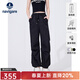 Navigare意大利小帆船女休閑褲夏季時(shí)尚薄款透氣運動(dòng)褲寬松顯瘦百搭直筒褲 暗夜黑 XL