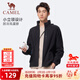 駱駝（CAMEL）搖粒絨外套女2025秋季薄絨保暖內膽立領(lǐng)開(kāi)衫外套夾克 J15CAXN001，幻影黑 ，男 XL