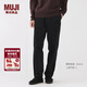 MUJI 男式 燈芯絨 輕便褲男士長(cháng)褲子休閑褲男裝25年冬季 AE10AA5A 黑色 L （175/88A）