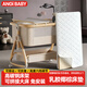 ANGI BABY新生兒嬰兒床可移動(dòng)0-3歲多功能帶尿布臺可拼接大床寶寶搖搖床 木紋鋁合金【4cm椰棕乳膠墊+尿布臺+床頭鈴+蚊帳】 ANGIBABY嬰兒床可折疊可移動(dòng)帶尿布臺拼接床