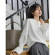mt【舒爽棉彈】秋季設計感雞心領(lǐng)結構袖寬松遮肉好搭藏肉衛衣女上衣