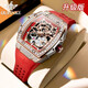 歐品客高端名牌2026新款手表女士機械表全自動(dòng)鏤空酒桶形女表鑲鉆送女友 升級版3220紅帶玖紅 進(jìn)口機芯 免費刻字