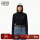 Teenie Weenie小熊女裝時(shí)尚簡(jiǎn)約長(cháng)袖T恤冬季半高領(lǐng)修身舒適打底衫 黑色 L (170)
