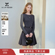 香影假兩件針織收腰連衣裙女2026春季新款學(xué)院風(fēng)絞花拼接花苞短裙 中灰 M 160/84A/95-110斤