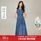 茵曼（INMAN）法式優(yōu)雅圓領(lǐng)無(wú)袖牛仔連衣裙2026春季女裝新款收腰顯瘦裙子 牛仔藍 S