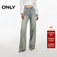 ONLY2025秋季新款垂墜燙鉆高腰直筒褲長(cháng)褲牛仔褲女|125132041 J33 復古350牛仔洗水 S (160) 64A