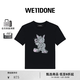 WE11DONE禮遇季女士怪獸涂鴉印花合身圓領(lǐng)短袖T恤潮流個(gè)性 黑色 S