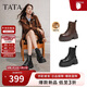 他她TATA巡星者靴子女鞋工裝靴黑色千層靴馬丁靴短靴 黑色（絨里） 38