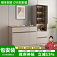 愛(ài)沐歌餐邊柜靠墻一體客廳實(shí)木巖板收納置物柜子儲物柜廚房櫥柜茶水邊柜 卡其配灰色 120矮柜+60高柜 生態(tài)板-巖板餐邊柜