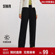 森馬（Semir）[商場(chǎng)同款]休閑褲女加絨長(cháng)褲簡(jiǎn)約冬2024仿呢闊腿褲101724127016A