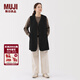 MUJI女式 抓絨 長(cháng)背心 馬甲馬夾女款25年冬季女裝外套 BB2T7C5A 黑色 L (165/88A)