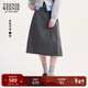 Teenie Weenie小熊女裝半身裙2025年秋季新款氣質(zhì)通勤中長(cháng)款百褶裙 灰色 S
