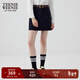 Teenie Weenie小熊女裝簡(jiǎn)約春季高腰休閑短裙半身裙A字裙時(shí)髦女裙子 藏青色 XS (155)