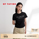 EP雅瑩女裝 純棉字母燙鉆修身短袖t恤 商場(chǎng)同款5327A 黑色 L