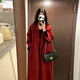 GARNUO紅色雙面羊毛大衣女小個(gè)子秋冬季訂婚結婚禮服新娘敬酒服毛呢外套 紅色 S 【85-110斤】