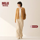 MUJI女式 木棉混燈芯絨 抽褶寬版褲褲子女款女裝25年冬季BE1XPA5A 象牙色 M （160/66A）